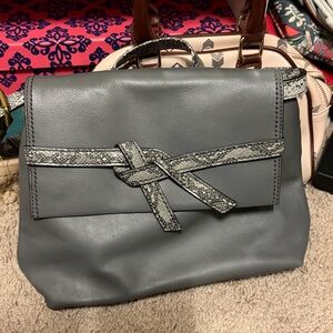 Fossil Gray Shoulder Bag with Snake Print Detail